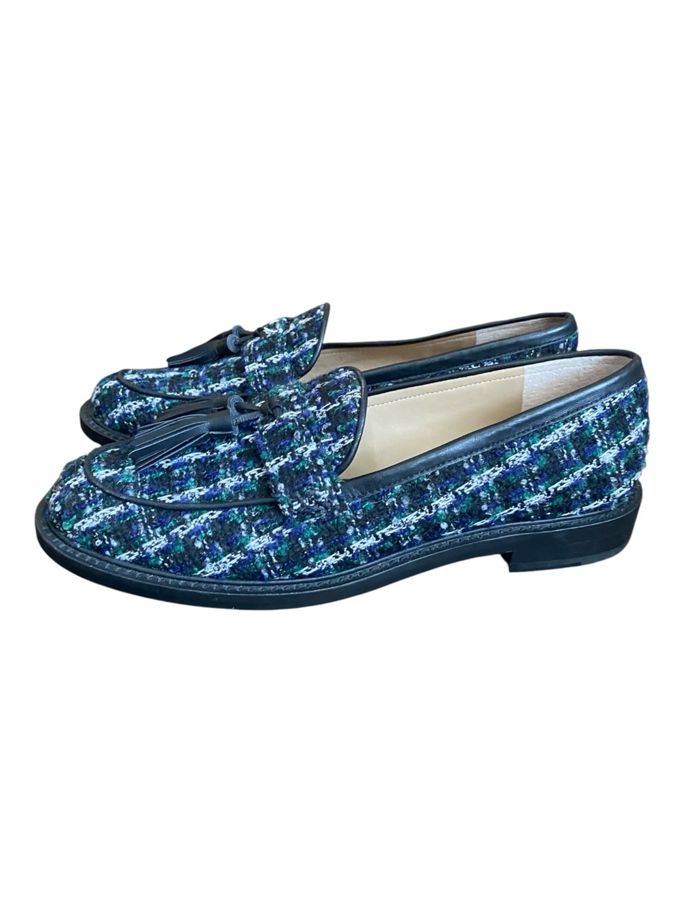 Ann Taylor Womens Tassel Tweed Slip On Chunky Loafer Flats